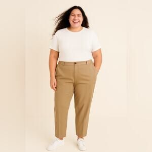 LAFAYETTE 148 NEW YORK Chino Dress Pants Green Clay Pleated Pockets Sz 14 NEW